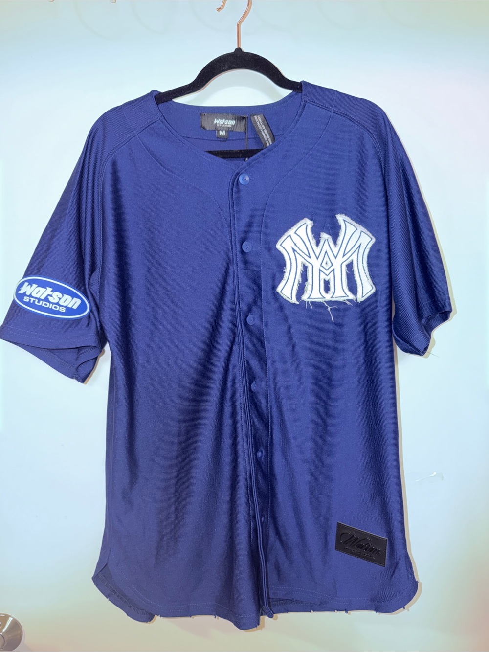 ⚾️🙏🏽🤲🏾🙏🏽⚾️ Watson Studios Navy Blue Faith Over Fear Baseball Jersey